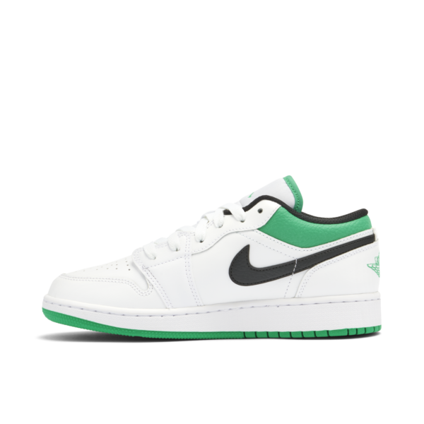 Jordan 1 Low White Lucky Green Tumbled Leather (GS) 553560-129 - Arviolet photo 2