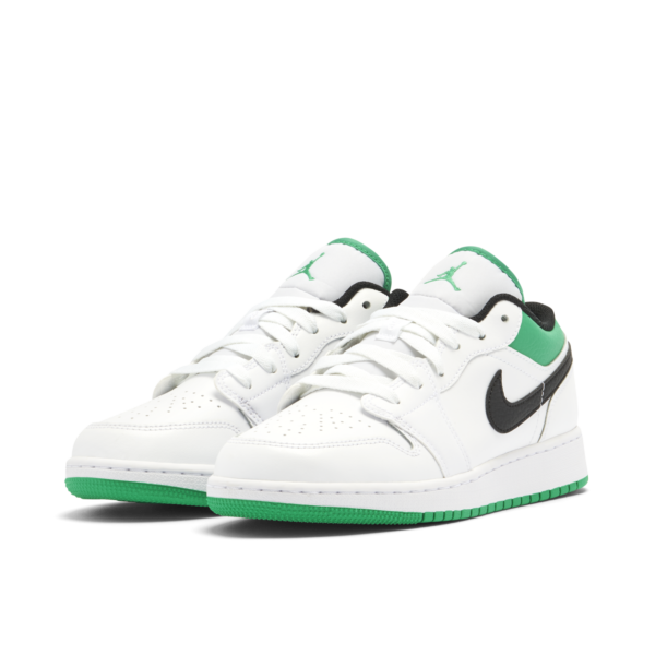 Jordan 1 Low White Lucky Green Tumbled Leather (GS) 553560-129 - Arviolet photo 4