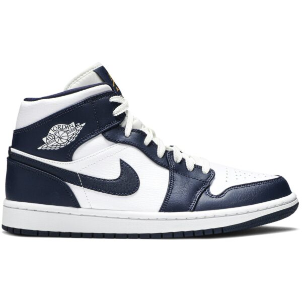 Jordan 1 Mid White Metallic Gold Obsidian 554724-174 - Arviolet photo 1