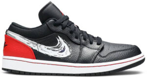 Jordan 1 Low Brushstroke Swoosh Black DA4659-001 - Arviolet photo 1