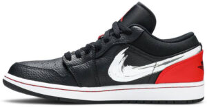 Jordan 1 Low Brushstroke Swoosh Black DA4659-001 - Arviolet photo 2