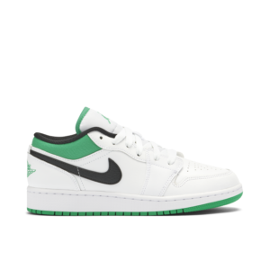Jordan 1 Low White Lucky Green Tumbled Leather (GS) 553560-129 - Arviolet photo 1