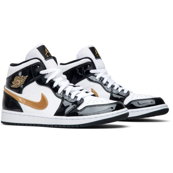 Jordan 1 Mid Patent Black White Gold 852542-007 - Arviolet photo 8