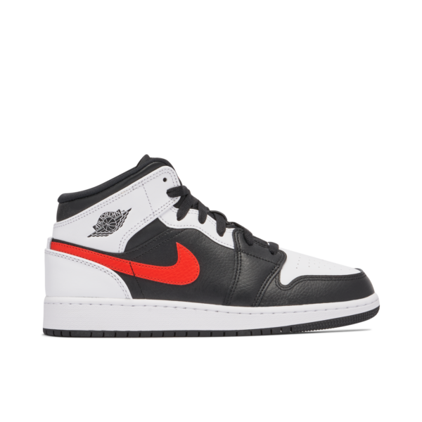 Jordan 1 Mid White Black Chile Red (GS) 554725-075 - Arviolet photo 1