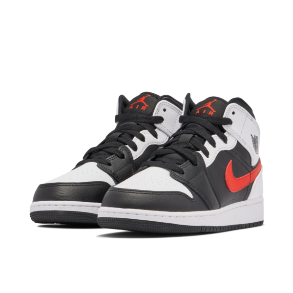 Jordan 1 Mid White Black Chile Red (GS) 554725-075 - Arviolet photo 3