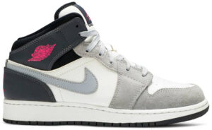 Jordan 1 Mid White Grey Hyper Pink (GS) 555112-117 - Arviolet photo 1