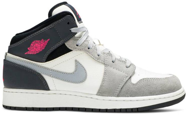 Jordan 1 Mid White Grey Hyper Pink (GS) 555112-117 - Arviolet photo 1