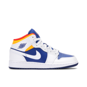 Jordan 1 Mid White Laser Orange Deep Royal Blue (GS) 554725-131 - Arviolet photo 1