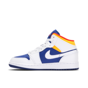 Jordan 1 Mid White Laser Orange Deep Royal Blue (GS) 554725-131 - Arviolet photo 2