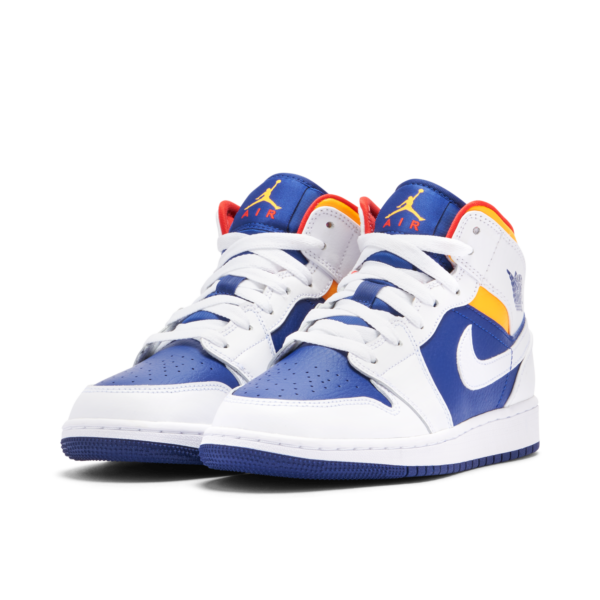 Jordan 1 Mid White Laser Orange Deep Royal Blue (GS) 554725-131 - Arviolet photo 4