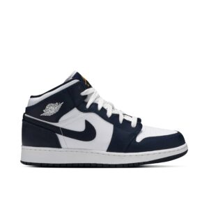 Jordan 1 Mid White Metallic Gold Obsidian (GS) 554725-174 - Arviolet photo 1