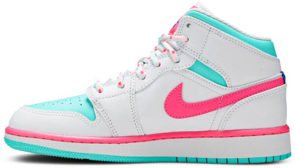 Jordan 1 Mid White Pink Green Soar (GS) 555112-102 - Arviolet photo 4