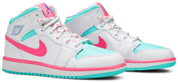 Jordan 1 Mid White Pink Green Soar (GS) 555112-102 - Arviolet photo 5