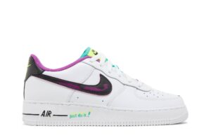 Nike Air Force 1 Low '07 LV8 Just Do It! White Vivid Purple (GS) DX3933-100 - Arviolet photo 1