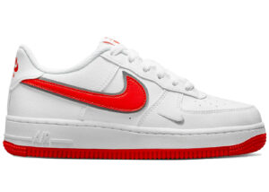 Nike Air Force 1 White Habanero Red Mini Swoosh (GS) DX9269-101 - Arviolet photo 1